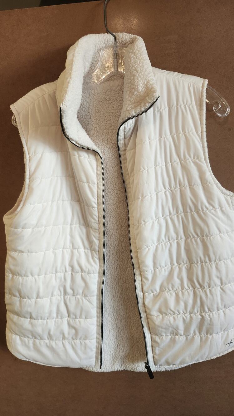 Free Country Reversible Quilted Puffer Vest Women's Size Small Ivory J64